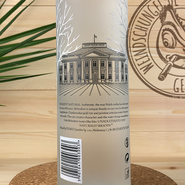 Belvedere Vodka 0,7 L. 40% Poland - Welt der Spirituosen Raritaeten
